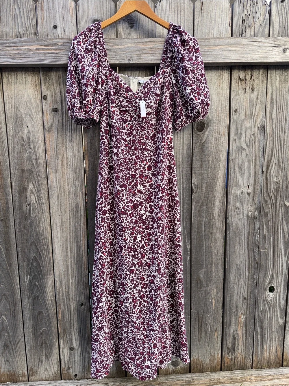 Madewell Puff Sleeve Sweetheart Midi Dress in Floral Size 4